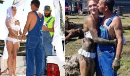 Cô dâu mặc bikini tổ chức đám cưới trên xe tải khiến cả hội hôn ngỡ ngàng