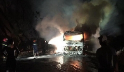 Tai nạn giao thông mới nhất ngày 6/5: Xe khách giường nằm bốc cháy dữ dội trong đêm