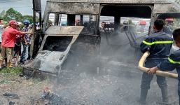 Xe khách đang chạy bỗng bốc cháy, cháu bé 14 tuổi tử vong thương tâm