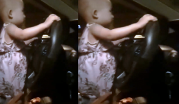 Công an truy tìm tài xế để bé gái cầm lái ôtô đi chơi Trung thu