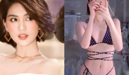 Diện bikini kiệm vải, 'nữ hoàng nội y' Ngọc Trinh khoe vòng eo giảm còn 55cm