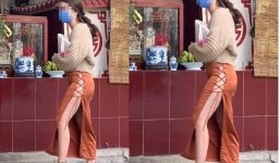 Cô gái mặc váy hở cả nội y để đi lễ đầu tháng khiến dân tình ngán ngẩm