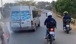 Nhóm phượt thủ đuổi theo xe khách trên QL 20 để ném đá gây bức xúc