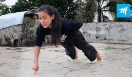 Nữ võ sĩ gây sốt khi tái hiện màn chống đẩy kinh điển của Lý Tiểu Long