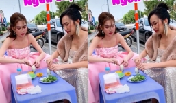 Lố như Ngọc Trinh - Diệu Nhi: Lên đồ lồng lộn chỉ để đi ăn hột vịt lộn vỉa hè