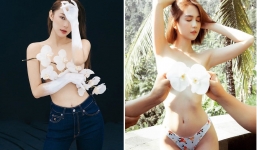 Mỹ nhân Việt bán nude dùng hoa che ngực: Người được khen, kẻ bị mắng