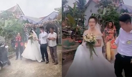 Mải cười cợt khi nghe điện thoại, chú rể lại kèm combo vụng về khiến cô dâu khó chịu 