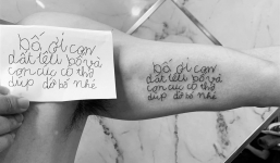 Ông bố copy hình bức thư nguệch ngoạc của cô con gái nhỏ lên cánh tay khiến ai nấy đều xúc động