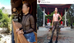 Bà mẹ diện áo xuyên thấu phơi bày vòng một đi khắp Sài Gòn lại tiếp tục gây sốc khi tạo dáng ở đền Ngọc Sơn