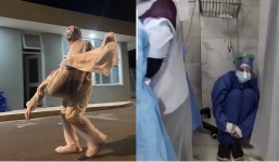 Nữ y tá ngồi thu mình một góc, thẫn thờ nhìn bệnh nhân Covid-19 ra đi gây thương cảm