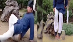 Biểu diễn chặt gạch bằng chân, chưởng môn Võ Đang lại thành trò cười cho thiên hạ