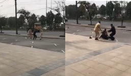 CSGT cùng người dân quật ngã kẻ dùng côn nhị khúc tấn công lực lượng chức năng