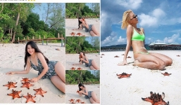 Vụ sao biển bị phơi khô ở Phú Quốc: Thêm nhiều hình ảnh tội lỗi của du khách, có cả hot girl nổi tiếng