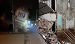 Khoảnh khắc ngôi nhà 3 tầng ở Lào Cai đổ sập trong đêm