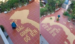 Nông dân Bắc Giang vẽ bản đồ Việt Nam bằng thóc để cổ vũ tinh thần chống dịch Covid-19