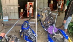 Phát minh 'bơm xăng' đảm bảo giãn cách của chủ hàng khiến dân tình băn khoăn một điều