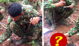 Cách ăn mì giữa rừng khi không có bếp, có bát của các anh bộ đội 