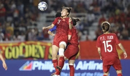 Cận cảnh pha đánh đầu đẹp mắt tung lưới Đài Loan của trung vệ Chương Thị Kiều