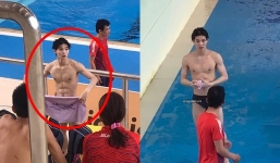 Bị chụp trộm ở Cung Thể thao dưới nước Mỹ Đình, hotboy nhảy cầu gây 'bão' mạng 