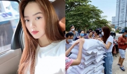 Minh Hằng lộ thân hình mảnh mai khi đi từ thiện