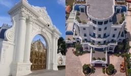 Cận cảnh tòa lâu đài nguy nga có cả sân đỗ trực thăng trên nóc của đại gia Thái Bình