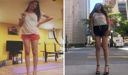 Cô gái có chiều cao vượt trần nhà 2,06m sở hữu đôi chân dài miên man 1,34m