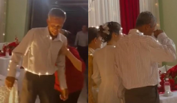 Ông bố yếu lòng lén lau nước mắt, không dám chụp ảnh trong ngày cưới con gái rượu gây xúc động