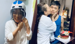 Phi Nhung đội mũ bảo hiểm tổ chức sinh nhật 18 tuổi cho Hồ Văn Cường