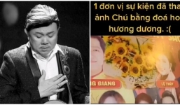 Ấm lòng hình ảnh những bông hoa hướng dương thay thế cho hình Chí Tài trên tấm poster lớn tại sự kiện