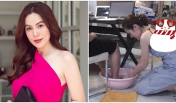 Hoa hậu quỳ gối rửa chân cho chồng giảm cân thành công liền được ông xã đại gia thưởng nóng tiển tỷ