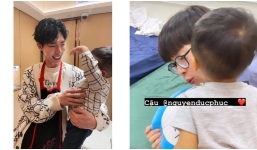 Hòa Minzy hé lộ khoảnh khắc đáng yêu hết nấc của quý tử đầu lòng với hội đàn em 'lầy lội' Đức Phúc, Erik