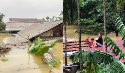 Lũ dâng cao lên nóc nhà, một người phụ nữ bị mắc kẹt trong nhà cùng đứa con chỉ mới 1 tháng tuổi