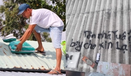 Bão số 9 đến gần, người dân Lý Sơn ‘tính xa’ viết tên lên mái tôn để nếu bão thổi bay vẫn tìm lại được