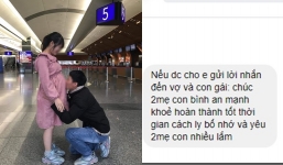 Chàng trai Nghệ An quỳ gối, hôn bụng bầu tạm biệt vợ con vì phải rời xa trong chuyến bay nhân đạo