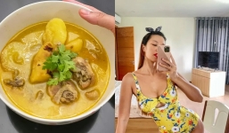 Hà Anh diện ‘tam giác mảnh’, vào bếp nấu cơm nhưng khiến CĐM nghĩ ‘miên man’