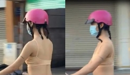 Cô gái diện đồ bó ‘thoáng mát’ lái xe bon bon trên đường gây xôn xao MXH
