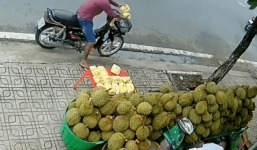 Clip: Bị gã đàn ông cướp trắng 2 hộp sầu riêng, thanh niên chỉ biết… ngơ ngác 