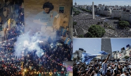 ẢNH: Hàng triệu người Argentina bất chấp nguy hiểm, đổ ra đường ăn mừng chức vô địch World Cup