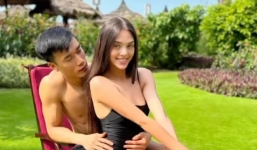 Vợ Tây Bùi Tiến Dũng hạnh phúc bên chồng, khoe đôi chân dài miên man đúng chuẩn người mẫu