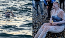 Nữ VĐV mắc bệnh ung thư vẫn lập kỷ lục bơi 200km vượt eo biển