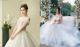 Á hậu Huyền My khoe ảnh mặc váy cưới lung linh khiến fan xôn xao