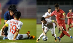 Quang Hải bị rách cơ đùi, vẫn hết mình vì đồng đội trong trận đấu với Thái Lan
