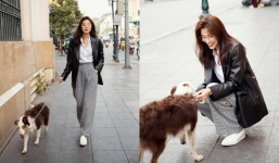 Tăng Thanh Hà náo loạn đường phố với nhan sắc đỉnh cao khi dẫn chó đi dạo 