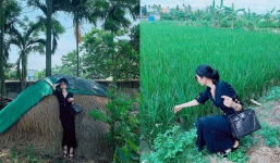 Lệ Quyên mang túi gần 2 tỷ ra giữa ruộng lúa, hành động lạ gây chú ý