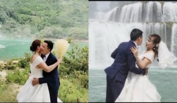 Cô dâu Thu Sao chụp ảnh kỷ niệm ngày cưới, hành động thân mật với chồng trẻ gây đỏ mặt