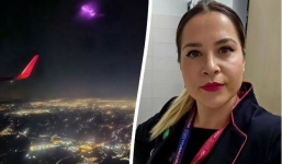 Quay video UFO phát sáng màu hồng lơ lửng trên bầu trời, tiếp viên khiến phi hành đoàn sững sờ