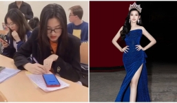 Hoa hậu Đỗ Thị Hà gây sốt với hình ảnh giản dị đi học, nhan sắc qua camera thường gây chú ý