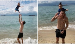 Ông xã Hoàng Oanh khiến nhiều người 'thót tim' với bức ảnh chơi cùng con