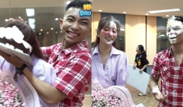 Phan Hiển gây tranh cãi khi úp cả chiếc bánh lên mặt Khánh Thi trong ngày sinh nhật