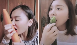 Chấp nhận thách đố, cô gái dùng răng để gọt vỏ cà rốt khiến nhiều người bức xúc